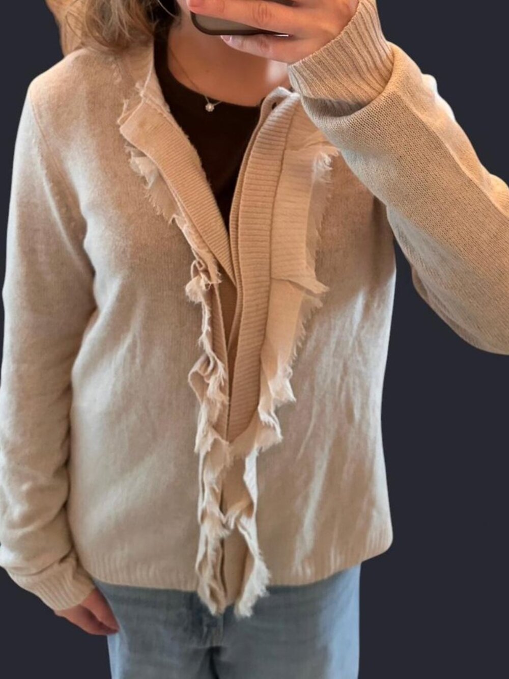vintage juicy couture size large cream ruffle cardigan